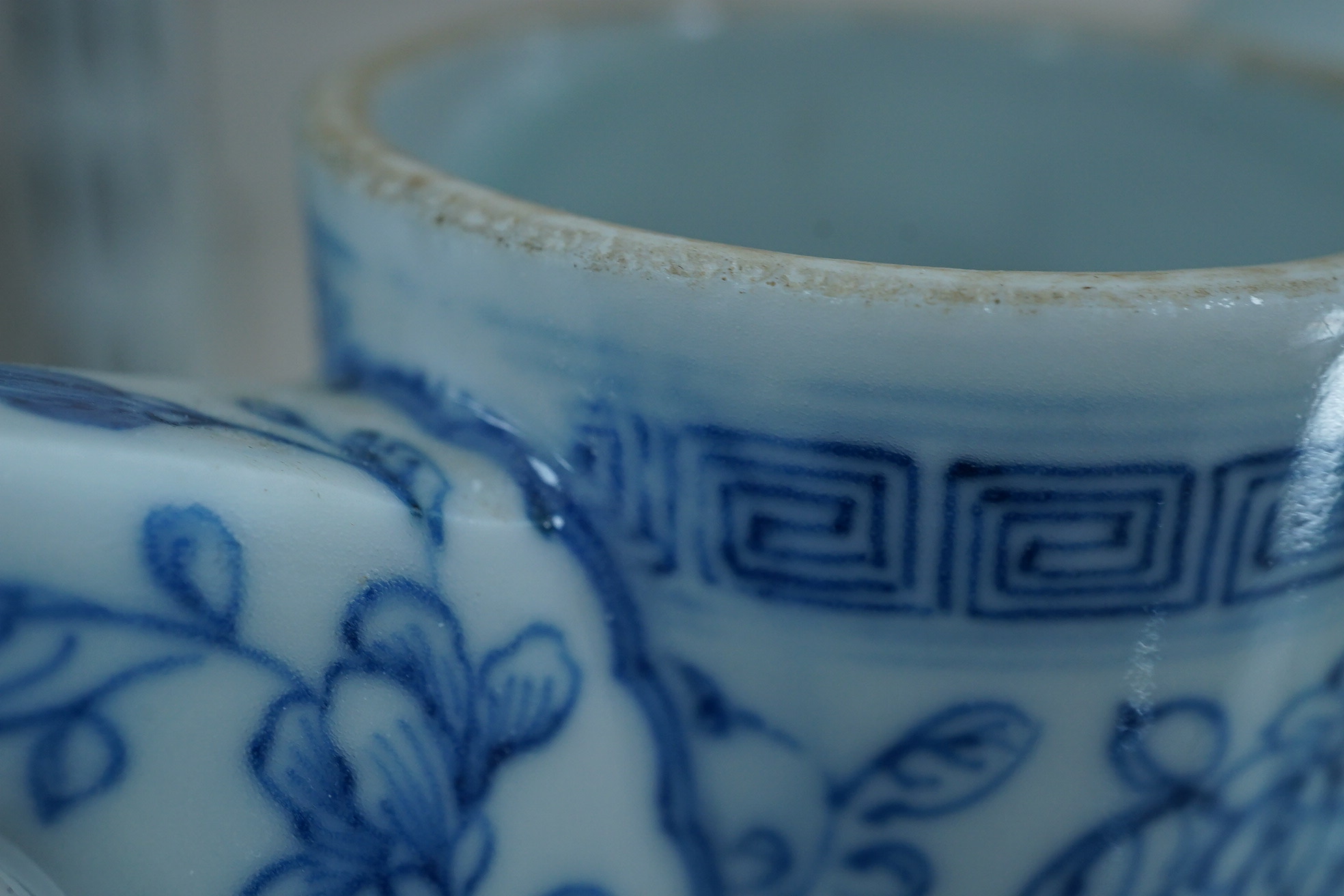 A Chinese blue and white ewer, Hongzhi mark, probably Qing dynasty